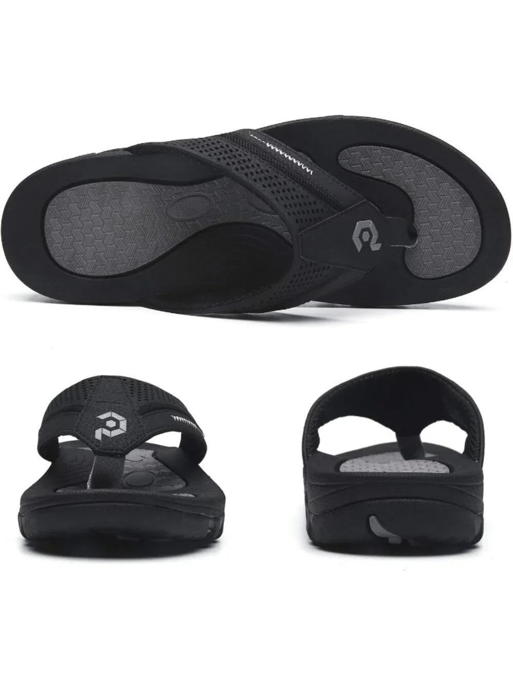 Men's All Black Flip-flops Thongs Sandals Durable Comfort Slippers For Casual